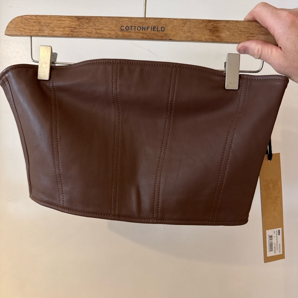 Ksubi Brown Leather Corset Top